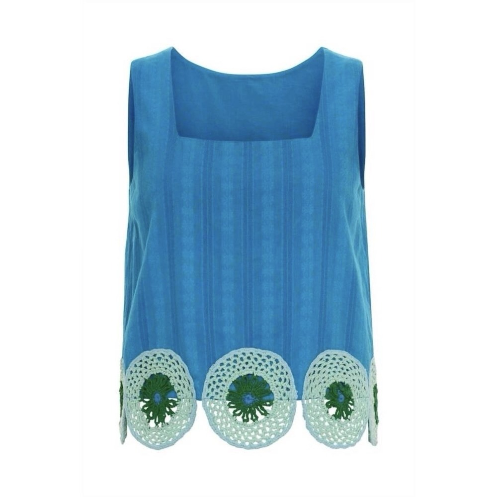 Anna Cate Blake Top In Cobalt Blue Crochet Artsy NWT Sz M